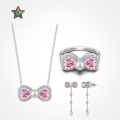wholesale S925 Sterling Silver High-End Delicate Bow Pearl Inlaid Design Jewelry Set for Women-0-0