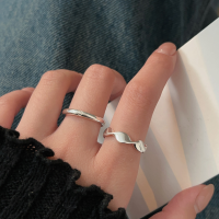 wholesale 925 Sterling Silver Geometric Distorted Ring for Women, Minimalist and Versatile, Small and Unique Open Adjustable Index Finger Ring-Smiley face