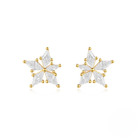 wholesale S925 Sterling Silver Amorphous Star Opal Zircon Inlaid Earrings For Women, Heart-shaped, Light Luxury, Niche Amazon New Arrival-Gold#4 925 silver