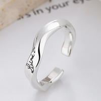wholesale S925 Sterling Silver Antique Twisted Wave Pattern English Inscription Single Ring Trendy Fashion Adjustable Ring-YFJ619/approx. 4.6g Adjustable opening