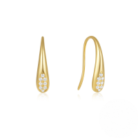 wholesale S925 Sterling Silver Rhinestone Teardrop Ear Climber Ear Cuff, An Elegant And Trendy European-style Ear Hook-Gold 925 silver