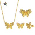 wholesale S925 Sterling Silver INS Style Butterfly Earrings Necklace Ring Set for Women, Premium Minimalist Delicate Jewelry-0-0