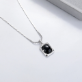 wholesale S925 Silver Cloud Tide Pavilion Fashion Korean Japanese Irregular Oval Black Agate Personality Internet-Famous Temperament Versatile Necklace for Women-0-0