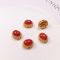 wholesale S925 silver gold-plated natural southern red agate love saddle oval accessory bracelet bead DIY semi-finished product-0-10