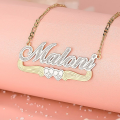 wholesale Metal material, cross-border best-selling hip-hop double-layer color-plated love name necklace with dropshipping-0-31