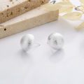 wholesale S925 Sterling Silver Korean Style Minimalist Brushed Texture Small Semi-Circle Ear Studs Fashion Commuting Internet-Famous Versatile Earrings-0-2