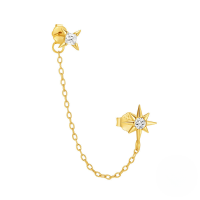 wholesale S925 Sterling Silver Octagram And Cross Pendant Zircon Necklace And Earring Set, Fashionable And Versatile European And American Best-seller-Gold Single Style 1-Earrings 925 Silver