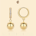 wholesale Metal: 925 Silver Gold Color, Round Bead Ear Clips, Autumn Winter High-End Light Luxury European and American Cross-Border Hot-Selling Moissanite Earrings-0-0