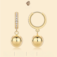 wholesale Metal: 925 Silver Gold Color, Round Bead Ear Clips, Autumn Winter High-End Light Luxury European and American Cross-Border Hot-Selling Moissanite Earrings-Moissanite 1.5mm