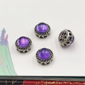 wholesale S925 Silver Gold-Plated Natural Amethyst Oval Bead Spacer Semi-Finished Bracelet DIY Components-0-6