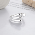 wholesale S925 Sterling Silver Asymmetrical Heart-shaped Open Ring, Fresh, Sweet, Cute, and Exquisite Style Index Finger Ring-0-2