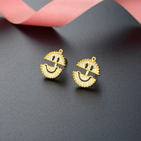 wholesale S925 Sterling Silver Smile Earrings for Women, Korean Style Elegant and Minimalist, Unique Design Yellow Round Emoticon Smiley Face Earrings-Stud Earrings with Plastic Earplugs 925 Silver