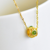 wholesale 925 Silver Gold-Plated with Hetian Jasper "Lulutong" Pendant Necklace for Women, Comes with Certificate-3*3mm Jasper Passepartout Pendant (without chain)  925 Silver