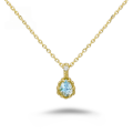 wholesale 10K Gold Minimalist Waterdrop Aquamarine Necklace, Women's Real Gold Versatile Gemstone Chain, Valentine's Day Gift-0-4