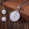 wholesale S925 Sterling Silver Guochao Chalcedony Auspicious Peace Pendant Necklace Women's Courtly Style Auspicious New Chinese Collarbone Chain Wholesale-0-1