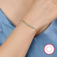 wholesale Metal Material: 925 Silver Cross-Border Hot-Selling Paperclip Combination Bracelet with Blue Turquoise and Zircon, Korean Version High-End INS Jewelry-Silver single
