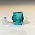 wholesale S925 Sterling Silver Emerald Cut Zircon Ring for Women Wholesale, High Carbon Diamond Ring for TikTok Live-0-0