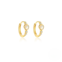 wholesale S925 Sterling Silver New Round Opal Love Zircon Ear Hoops, Cross-border Hot-sell, Versatile And Elegant Earrings-gold