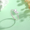 wholesale 925 Sterling Silver Minimalist Butterfly White Shell Zircon Ring for Women, Small and Fresh Niche Design, Internet Celebrity Trendy Personalized Band-0-0
