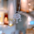 wholesale 925 Sterling Silver YaXi Peace and Blessing Ruyi Lock Necklace Women's Ins Ethnic Style Longevity Lock Bell Versatile Collarbone Chain-0-5