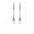 wholesale 925 Silver Italian Craft Jewelry Designer Long Earrings, Premium Pink Chalcedony Inlaid Earrings-0-4