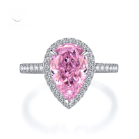 wholesale S925 Silver MoJing New 8*12 Pink Diamond High Carbon Diamond 5 Carat Ring for Foreign Trade Europe and America Cross-Border-Pink Diamond Number 9