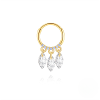 wholesale S925 Sterling Silver Marquise Pendant With Zircon, Natural Stone, Flat Head Threaded Ear Bone Clip, Hoop, Popular Nose Ring-Single gold #3