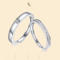wholesale Adjustable live opening new moissanite ring, 925 silver, does not fade, popular live-streaming wedding couple's ring-Women's Ring>Adjustable Opening