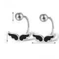 wholesale S925 silver cross-border Europe and America screw-twist earrings with black oil-drop wings, retro fashion pure silver jewelry for women-0-6