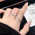 wholesale 999 Sterling Silver Crushed Ice Spirit Snake S999 Ring for Women, Bling Bling Small Niche Design, Light Luxury High-End Elegance, Solid Silver Pinky Ring-0-3