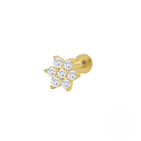 wholesale S925 Sterling Silver Ins Creative Geometric Flower Flat Head Threaded Piercing Earrings, Hot-selling Ear Bone Studs-Single 6MM gold-style 19