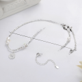 wholesale S925 Sterling Silver Crushed Silver Pearl Heart Round Pendant Necklace, Fashion Commute Gentle Luxury Style Women's Choker-0-2
