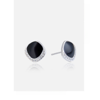 wholesale S925 Sterling Silver Zirconia Drip Enamel Earrings for Women, Fashionable and Elegant French Style Luxury Earrings-Platinum 925 silver