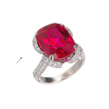 wholesale S925 silver plated with 18k gold, lab-created cushion-shaped ruby 12*16mm high-end jewelry closed-back ring-0-4