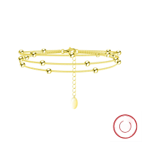 wholesale 925 Silver Round Bead Bracelet, Yunqian Jewelry New Style Hot Selling Simple Three-Layer Rice Pearl Bracelet for Fashion Commuting-14K gold, length 16+5cm, weight approximately 3.42