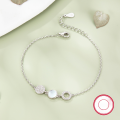 wholesale S925 Silver Jewelry Set Cross-Border Hot-Selling Earrings Inlaid with Natural Mother-of-Pearl Round Fashion Versatile Ins Style Bracelet-0-2