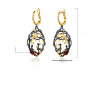 wholesale 925 Silver Designer Vintage Style Gemstone Earrings Dreamy Falling Flowers Design Natural Garnet Ear Drops-Natural garnet earrings