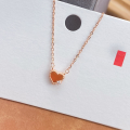 wholesale S925 Sterling Silver Agate Small Heart Necklace, Fashionable, Luxurious, Minimalist, Niche Design, Versatile Choker-0-6