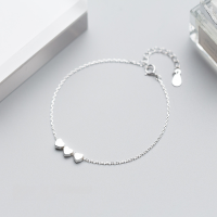 wholesale S925 Silver Cute Heart Bracelet for Women, Japanese Korean Style Minimalist Love Charm Glossy Heart-shaped Jewelry S2349-S925 Silver Bracelet 925 Silver