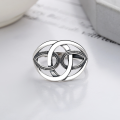 wholesale S925 Sterling Silver Retro Korean-style Geometric Circle Lines Intertwined Creative Design Open Ring-0-1