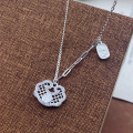 wholesale Fine Silver Maker S999 Filigree Fu Character Auspicious Peace Lock with Blessing Pendant Necklace, Fashionable and Versatile Collarbone Chain-0-0