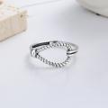 wholesale S925 Sterling Silver Retro Geometric Irregular Line Ring Ins Unisex Versatile Band-0-1