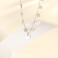 wholesale S925 Sterling Silver Minimalist Sweet Style Heart Pendant Collarbone Necklace, Ins Niche Design, Light Luxury, Advanced Sense for Women-Silver TL010597 925 silver