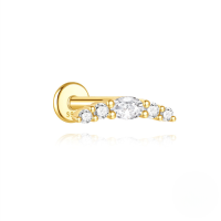 wholesale S925 Sterling Silver Geometric Heart Zircon Stud Earrings With Flat Threaded Piercing-Single gold #18