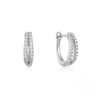 wholesale 925 Sterling Silver Geometric Zircon-studded Ear Hoops, Ear Clasps, Earrings, European And American Classic Hot-selling Ins Minimalist Style-White Gold #2