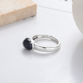 wholesale S925 Sterling Silver Fashion Retro Black Sandstone Creative Trendy Adjustable Ring INS New Style Versatile Band-0-3