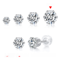 wholesale S925 Sterling Silver Moissanite Stud Earrings Simple Six-Prong Single Stone Earrings for Women Versatile Elegant Moissanite Earrings Hypoallergenic Ear Jewelry-0-8