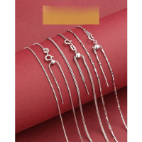 wholesale S925 Sterling Silver Women's Choker Chain Necklace with Adjustable Pull Design, Minimalist Versatile Collarbone Chain Trendy-0.8mm Melon Seed Chain White Gold 45cm 925 Silver