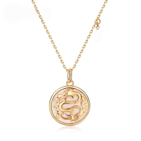 wholesale Original design 925 silver dragon zodiac pendant necklace with white shell inlay for women, New Year gift-10K gold + swimming paint  925 silver