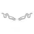 wholesale [925 Sterling Silver] Snake-shaped ear hooks with zirconia inlay, minimalist luxury high-end European and American style pure silver earrings-0-0